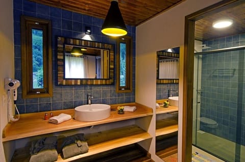 Deluxe Chalet | Bathroom | Shower, towels, soap, toilet paper