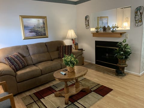 Condo, 1 Bedroom (411) | Living room | TV, fireplace