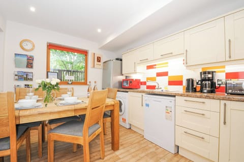 Fridge, dishwasher, electric kettle, toaster