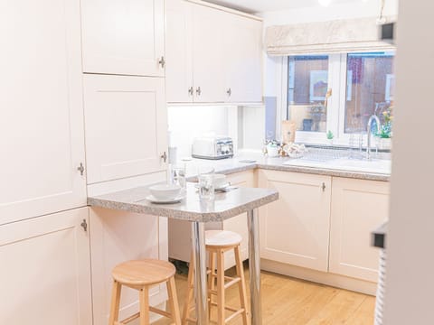 Fridge, dishwasher, electric kettle, toaster