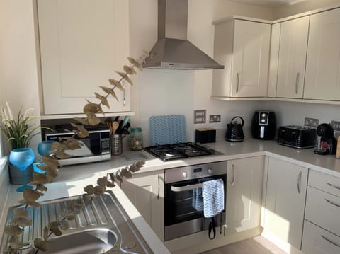 Fridge, dishwasher, electric kettle, cookware/dishes/utensils