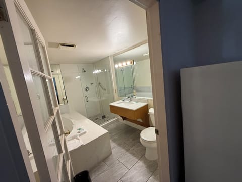 Superior Suite, 1 King Bed, Smoking | Bathroom | Bathtub, towels, soap, shampoo
