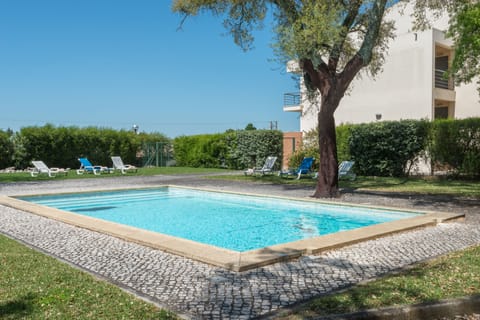 Seasonal outdoor pool, sun loungers