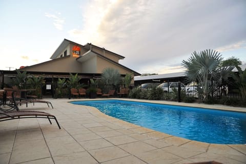 Outdoor pool, sun loungers