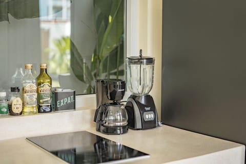 Deluxe Villa, 1 Bedroom, Patio, Pool View | Private kitchen | Fridge, microwave, stovetop, electric kettle