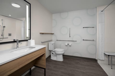 Room, 1 King Bed, Accessible (Mobility & Hearing, Roll-In Shower) | Bathroom shower