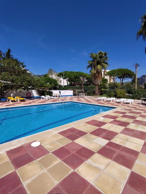 Outdoor pool, sun loungers