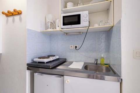 Family Studio | Private kitchen | Fridge, microwave, stovetop, cookware/dishes/utensils