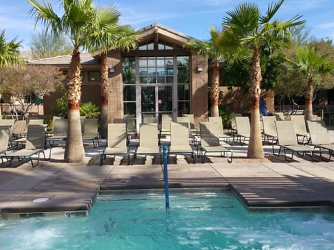 Outdoor pool, sun loungers