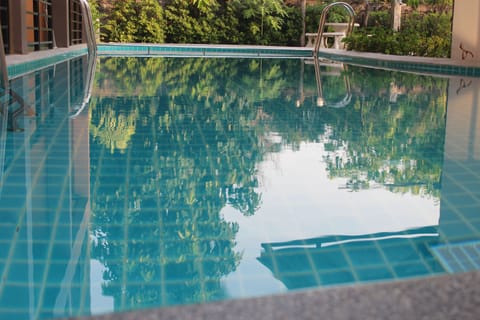 Outdoor pool, sun loungers