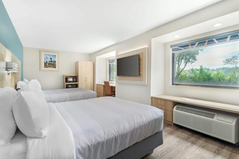 Standard Double Room, 2 Queen Beds, Non Smoking | Desk, blackout drapes, iron/ironing board, free WiFi