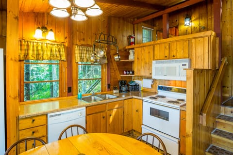 Premium Cabin, 4 Bedrooms, Fireplace, Lake View | Private kitchen | Fridge, microwave, oven, stovetop