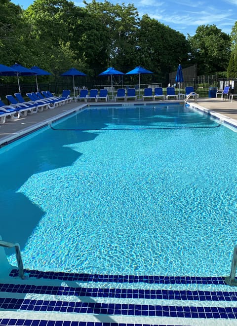 Seasonal outdoor pool, open 8 AM to 8 PM, pool umbrellas, sun loungers