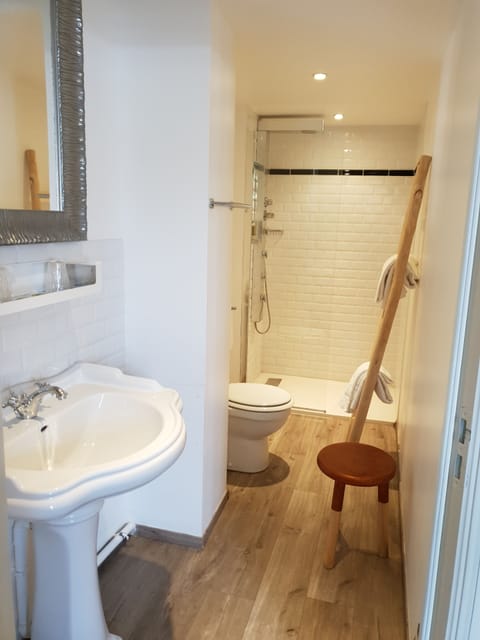 Comfort Patio Room | Bathroom | Shower, free toiletries, hair dryer, towels