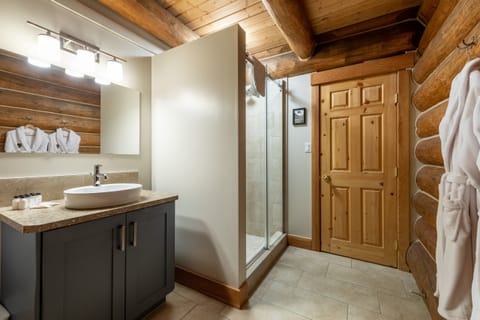 Kicking Horse Cabin | Bathroom | Designer toiletries, hair dryer, towels, soap