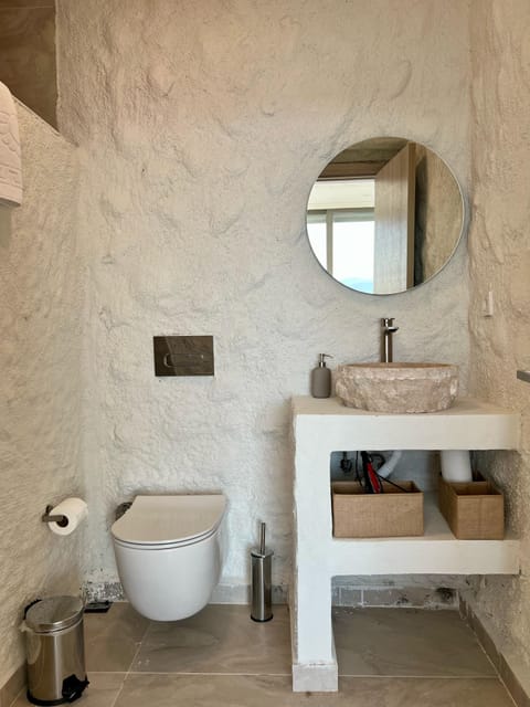 Romantic Double Room, Sea View | Bathroom | Shower, hair dryer, towels, soap