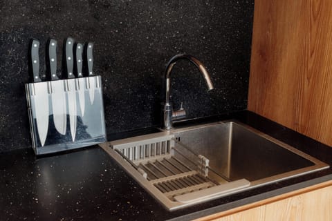 Full-size fridge, microwave, dishwasher, rice cooker