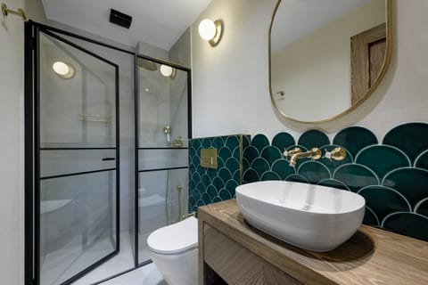 Superior Double Room | Bathroom | Shower, hair dryer, slippers, towels