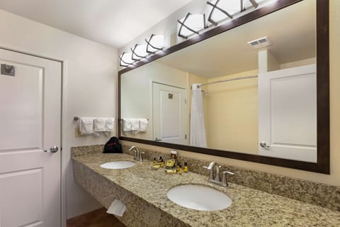 Suite, 1 King Bed, Balcony, Mountain View | Bathroom | Combined shower/tub, free toiletries, hair dryer, towels