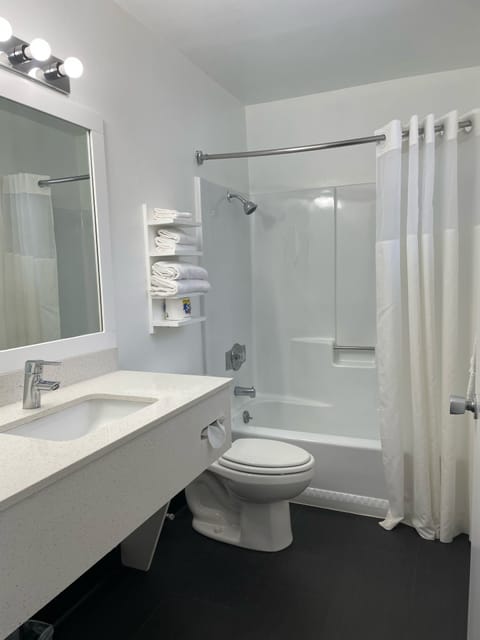 Deluxe Room, 1 Queen Bed | Bathroom | Hair dryer, towels