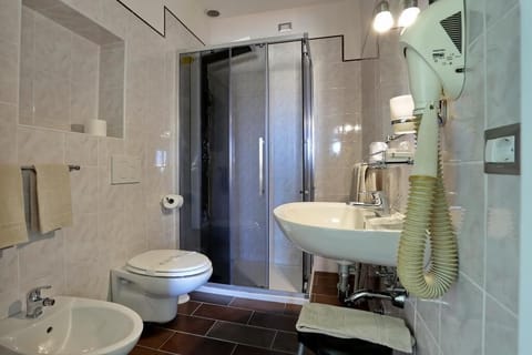 Rainfall showerhead, bidet, towels