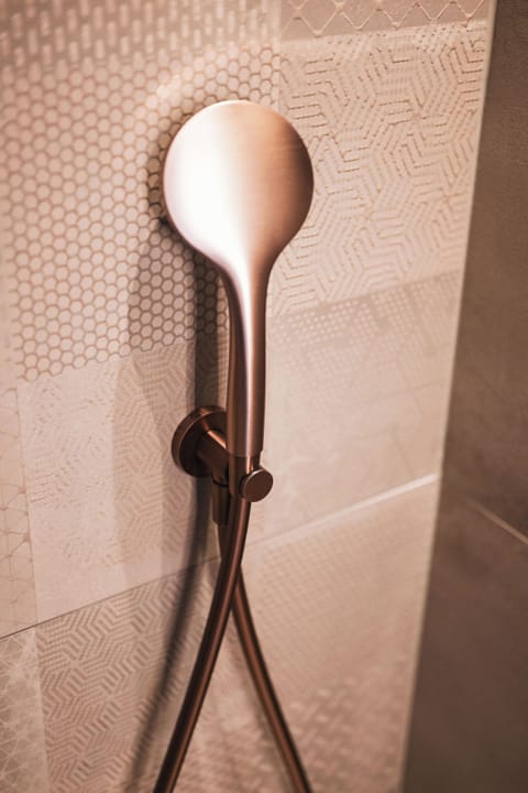 Separate tub and shower, hair dryer, towels, soap