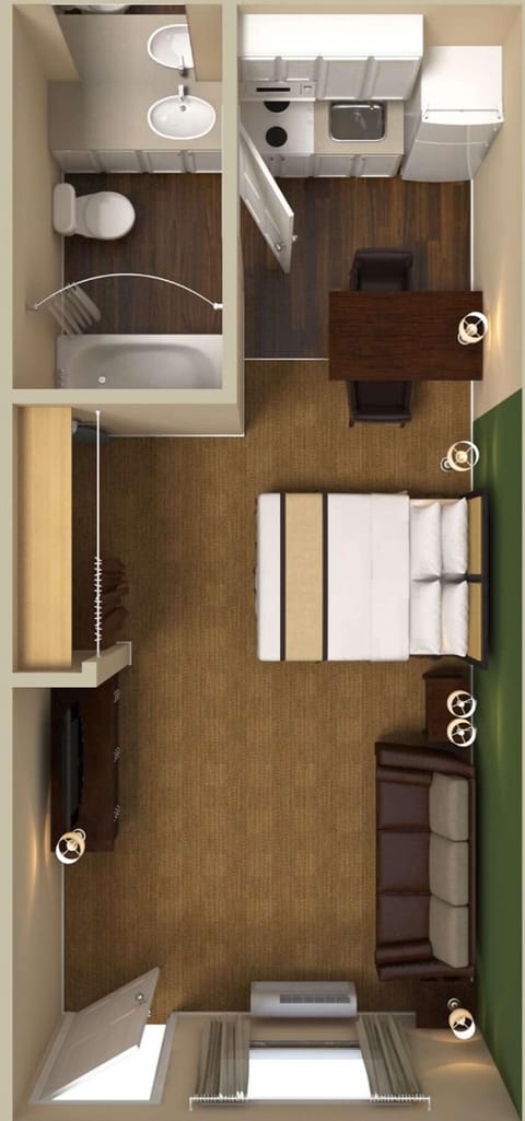 Desk, blackout drapes, iron/ironing board, free WiFi