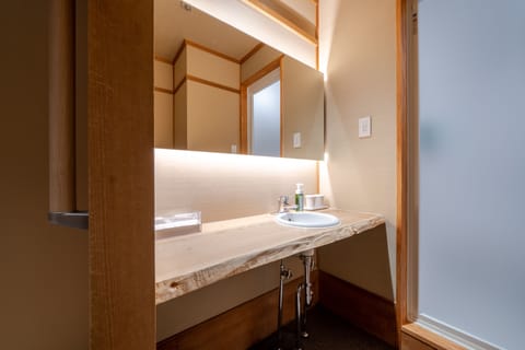 Japanese Style Room, 10 Tatami-mats, Non-Smoking | Bathroom | Separate tub and shower, rainfall showerhead, free toiletries