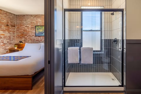 Hood River King with City View | Bathroom | Shower, designer toiletries, bathrobes, towels