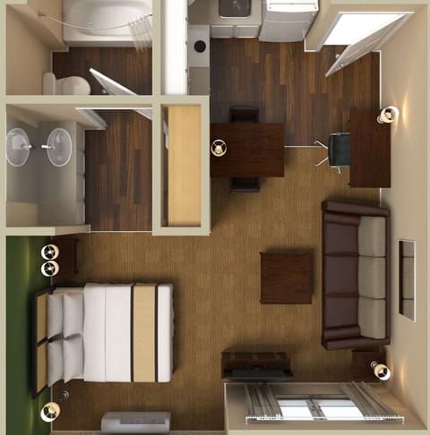 Deluxe Studio, 1 King Bed with Sofa bed, Non Smoking | Desk, blackout drapes, iron/ironing board, free WiFi