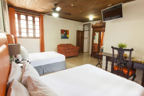 Business Double Room, 2 Queen Beds, Private Bathroom | Premium bedding, desk, laptop workspace, free WiFi