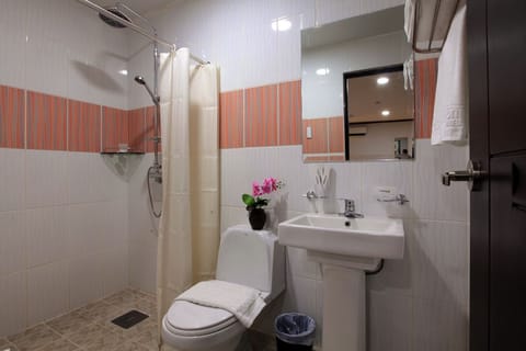 Family Class B, Non Smoking | Bathroom | Shower, free toiletries, slippers, towels