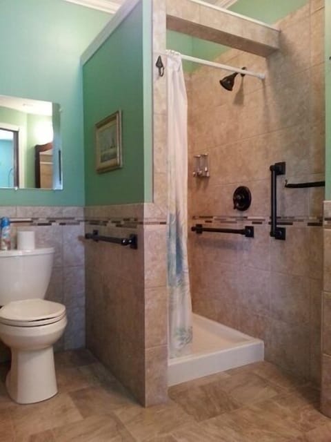 Deluxe Room, 1 King Bed, Fireplace | Bathroom | Combined shower/tub, hair dryer, towels