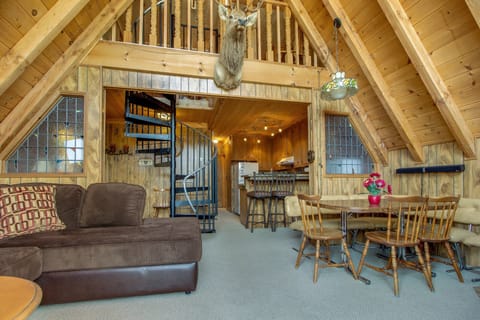 Cabin, Multiple Beds, Pool Access, Mountain View (VC247) | Living area | Fireplace