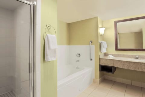 Suite, Accessible | Bathroom | Combined shower/tub, free toiletries, hair dryer, towels