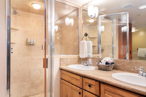 Standard Suite, 1 Queen Bed, Mountain View (Junior Suite) | Bathroom | Combined shower/tub, designer toiletries, hair dryer, bathrobes