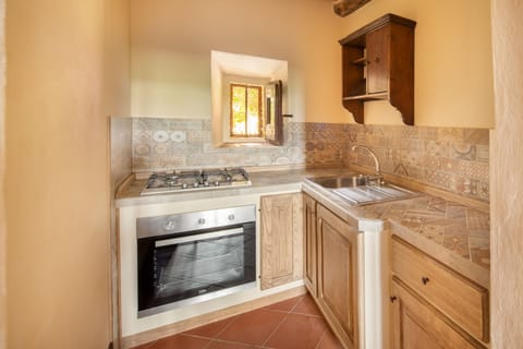 Comfort Apartment | Private kitchen | Full-size fridge, stovetop, electric kettle, toaster