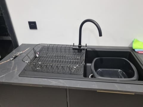 Mini-fridge, microwave, oven, stovetop