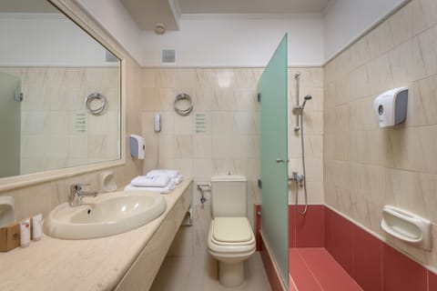 Deep soaking tub, rainfall showerhead, free toiletries, hair dryer