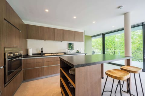 Full-size fridge, microwave, oven, stovetop