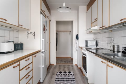 Classic Apartment, City View | Private kitchen | Full-size fridge, microwave, oven, stovetop