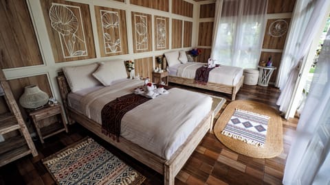 Family Villa, 2 Queen Beds, Air conditioning, River View | Free minibar items, desk, blackout drapes, free WiFi