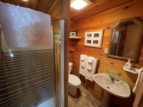 Cabin, 1 Queen Bed (Bears Den) | Bathroom | Free toiletries, hair dryer, towels