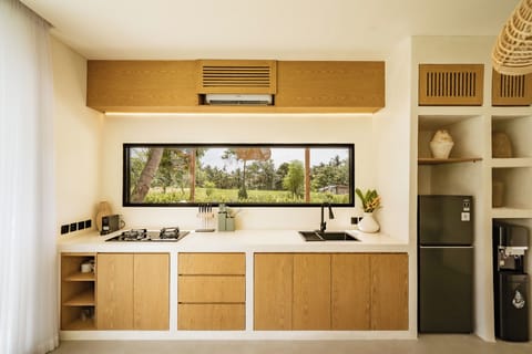 Villa, 3 Bedrooms, Patio, Pool View | Private kitchen | Coffee/tea maker, cookware/dishes/utensils