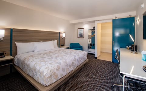 King Room w/Shower | Desk, blackout drapes, iron/ironing board, free WiFi