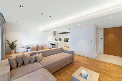 Luxury Apartment, Balcony, Sea View | Living area | 55-inch Smart TV with digital channels, Netflix, streaming services