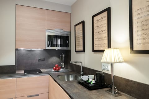 Superior Suite (3 People) | Private kitchen | Full-size fridge, microwave, stovetop, coffee/tea maker