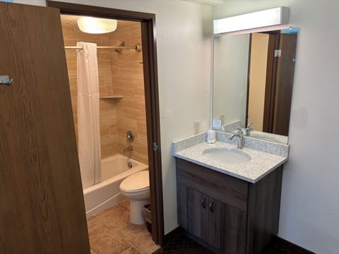 Room, 1 King Bed, Non Smoking | Bathroom | Combined shower/tub, hair dryer, towels