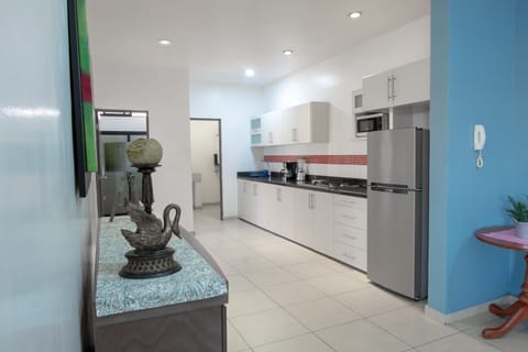 Standard Apartment, 2 Bedrooms, Mezzanine | Private kitchen | Fridge, microwave, coffee/tea maker, toaster