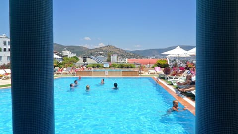 Outdoor pool, sun loungers